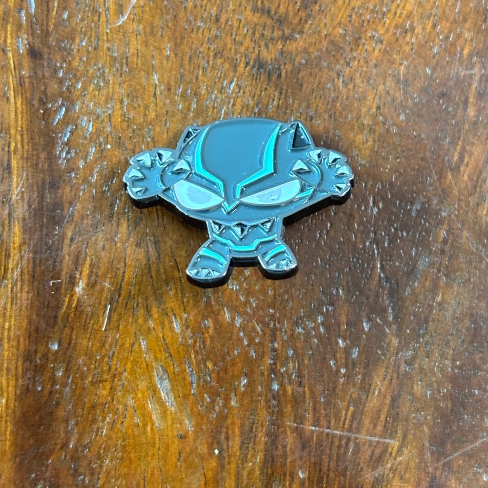 Marvel Black Panther Enamel Pin Chibiโ Style Teal Black Superhero Collectible